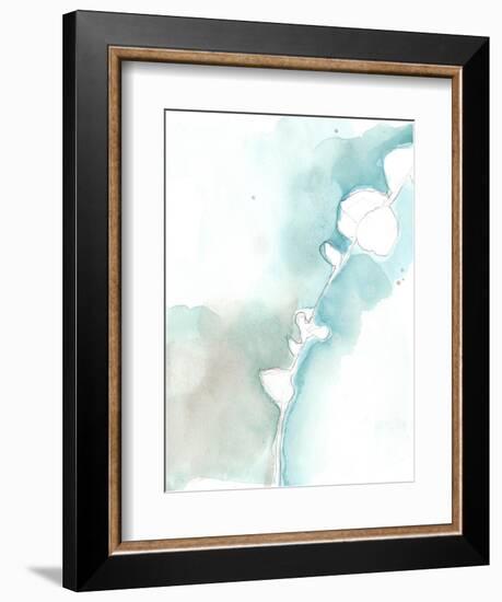 Ginkgo on Dusty Teal VII-Jennifer Goldberger-Framed Art Print