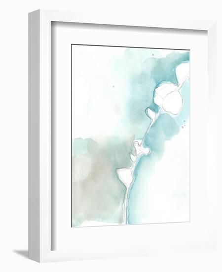 Ginkgo on Dusty Teal VII-Jennifer Goldberger-Framed Art Print