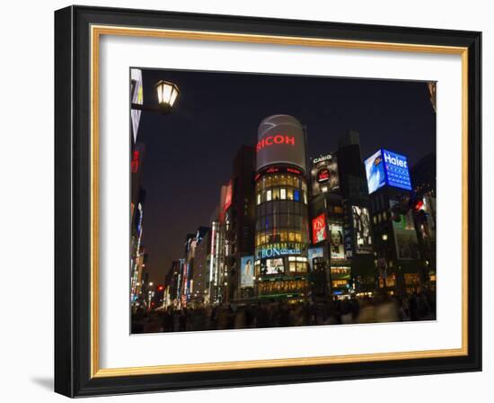 Ginza Shopping District at Dusk, Tokyo, Central Honshu, Japan-Schlenker Jochen-Framed Photographic Print