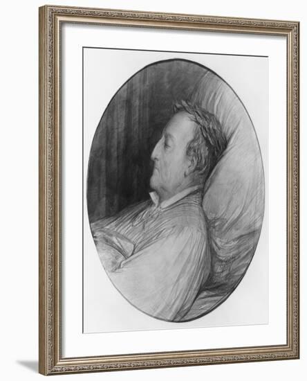 Gioacchino Rossini on His Deathbed, 1868 (Charcoal and Gouache Highlights on Paper)-Gustave Doré-Framed Giclee Print