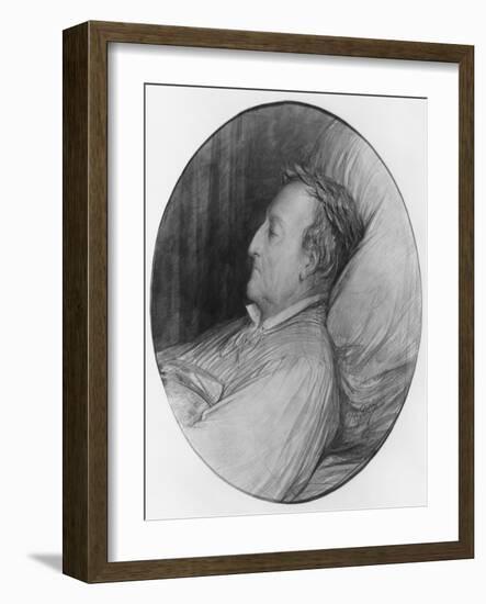 Gioacchino Rossini on His Deathbed, 1868 (Charcoal and Gouache Highlights on Paper)-Gustave Doré-Framed Giclee Print