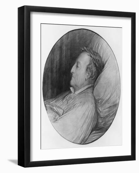 Gioacchino Rossini on His Deathbed, 1868 (Charcoal and Gouache Highlights on Paper)-Gustave Doré-Framed Giclee Print