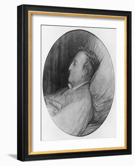 Gioacchino Rossini on His Deathbed, 1868 (Charcoal and Gouache Highlights on Paper)-Gustave Doré-Framed Giclee Print