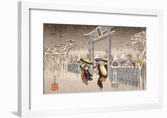 Gion Shrine In Snow-Ando Hiroshige-Framed Premium Giclee Print