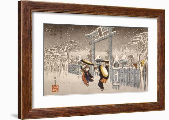 Gion Shrine In Snow-Ando Hiroshige-Framed Premium Giclee Print