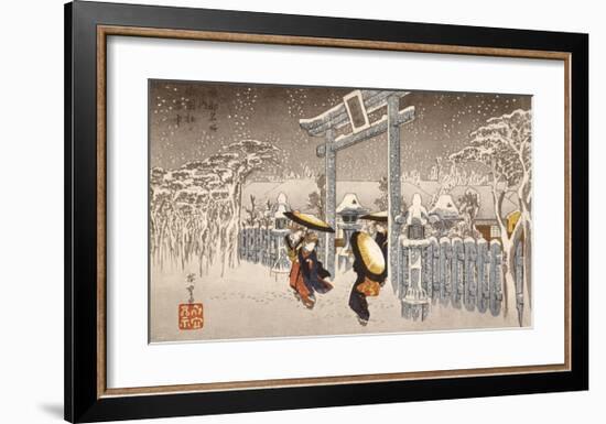 Gion Shrine In Snow-Ando Hiroshige-Framed Premium Giclee Print