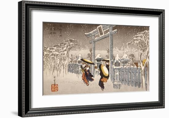 Gion Shrine In Snow-Ando Hiroshige-Framed Premium Giclee Print