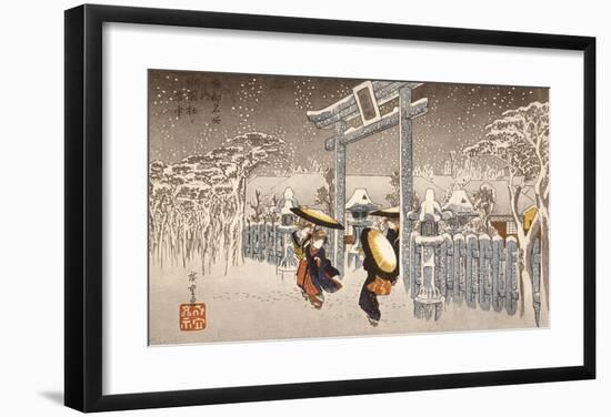 Gion Shrine In Snow-Ando Hiroshige-Framed Premium Giclee Print