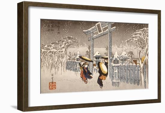 Gion Shrine In Snow-Ando Hiroshige-Framed Premium Giclee Print