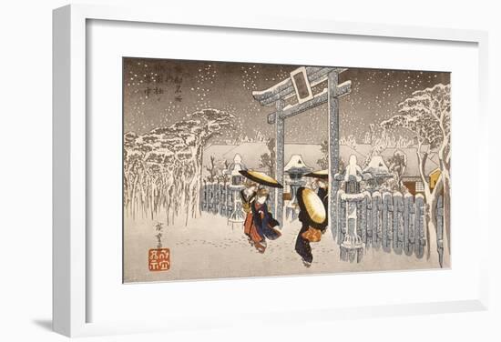 Gion Shrine In Snow-Ando Hiroshige-Framed Premium Giclee Print