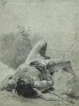 A Nude Youth Sprawled on His Back, upon a Bank, Lying on a Standard-Giovanni Battista Piazzetta-Giclee Print