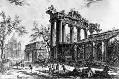 View of the Temple of Concord with the Arch of Septimius Severus and the Church of Santa Martina,…-Giovanni Battista Piranesi-Giclee Print