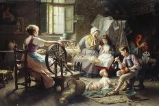 At the Spinning Wheel-Giovanni-Battista Torriglia-Framed Premier Image Canvas