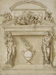 Ornement d'une cheminée : deux cariatides et un vase à anse ovoïde-Giovanni Battista Zelotti-Framed Giclee Print