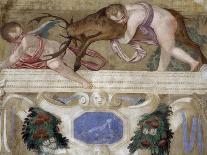 Putti with a Greyhound, Fruit Festoons and Mascarons, 1569-70-Giovanni Battista Zelotti-Giclee Print