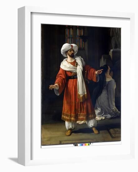 Giovanni David (Davide) Italian Tenor in “Gli Arabi Nelle Gallie” by Giovanni Pacini (1796 - 1867).-Francesco Hayez-Framed Giclee Print