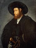 Portrait of a Gentleman, Half-Length, Wearing a Black Costume and a Black Hat-Giovanni de Busi Cariani-Giclee Print