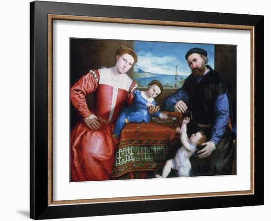 Giovanni Della Volta with His Wife and Children, C1547-Lorenzo Lotto-Framed Giclee Print