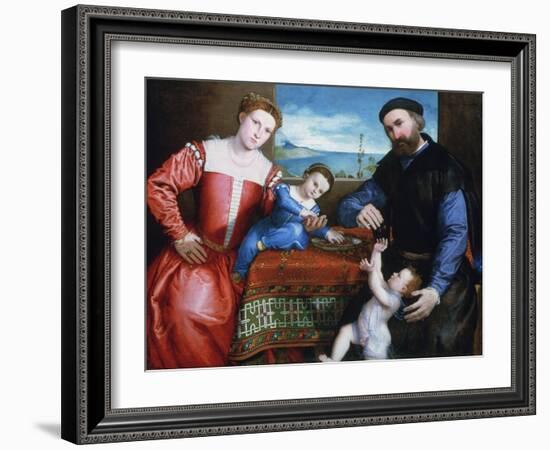 Giovanni Della Volta with His Wife and Children, C1547-Lorenzo Lotto-Framed Giclee Print