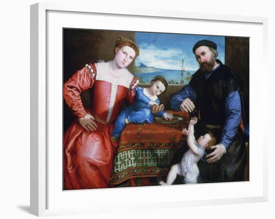 Giovanni Della Volta with His Wife and Children, C1547-Lorenzo Lotto-Framed Giclee Print