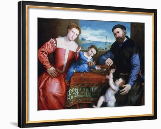 Giovanni Della Volta with His Wife and Children, C1547-Lorenzo Lotto-Framed Giclee Print