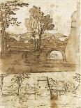 Deux études du même paysage avec un pont, sous deux angles différents-Giovanni Francesco Grimaldi-Framed Giclee Print