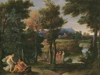 Vaste paysage de collines, traversé d'une rivière, dominée par un château-Giovanni Francesco Grimaldi-Framed Giclee Print