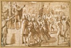 The Emperor Constantine, Addressing His Troops, Startled by the Vision of the Cross in the Sky-Giovanni Francesco Penni-Giclee Print