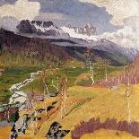 Autumn Landscape; Herbstlandschaft, 1903 (Oil on Cardboard)-Giovanni Giacometti-Giclee Print