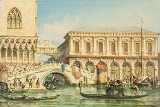 View of the Doge's Palace, the Bridge of Sighs and the Prison-Giovanni Grubacs-Framed Giclee Print