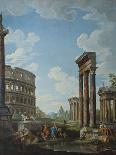 The Trevi Fountain in Rome (Pope Benidict XIV Visits the Trevi Fountain in Rom), 18th Century-Giovanni Paolo Panini-Giclee Print