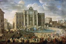 The Trevi Fountain in Rome (Pope Benidict XIV Visits the Trevi Fountain in Rom), 18th Century-Giovanni Paolo Panini-Giclee Print