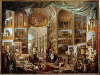 Architectural Capriccio with Ruins, Equestrian Statue of Marcus Aurelius and Figures by a Pool-Giovanni Paolo Pannini-Giclee Print