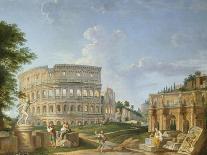 Capricci of Roman Ruins with Figures-Giovanni Paolo Pannini-Giclee Print