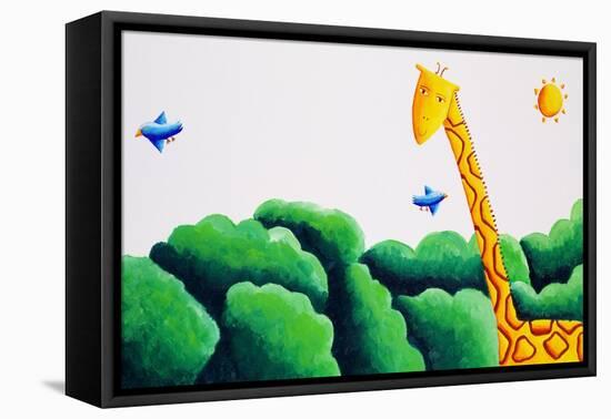 Giraffe and Birds, 2002-Julie Nicholls-Framed Premier Image Canvas