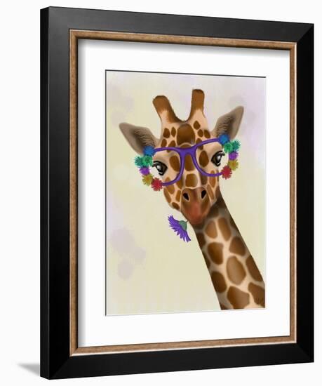Giraffe and Flower Glasses 1-Fab Funky-Framed Art Print