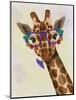 Giraffe and Flower Glasses 1-Fab Funky-Mounted Art Print