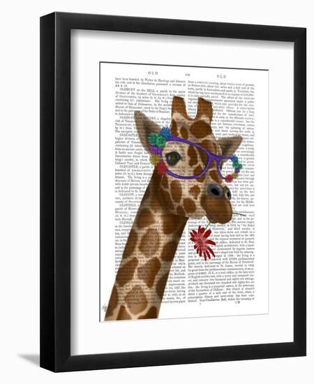 Giraffe and Flower Glasses 2-Fab Funky-Framed Art Print