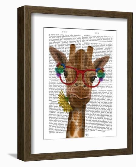 Giraffe and Flower Glasses 3-Fab Funky-Framed Art Print
