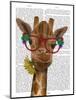 Giraffe and Flower Glasses 3-Fab Funky-Mounted Art Print