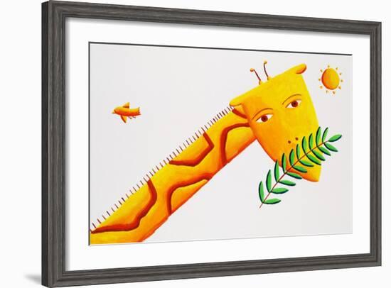 Giraffe and Leaves, 2002-Julie Nicholls-Framed Giclee Print