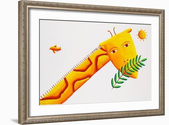 Giraffe and Leaves, 2002-Julie Nicholls-Framed Giclee Print