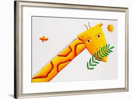 Giraffe and Leaves, 2002-Julie Nicholls-Framed Giclee Print