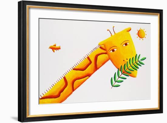 Giraffe and Leaves, 2002-Julie Nicholls-Framed Giclee Print