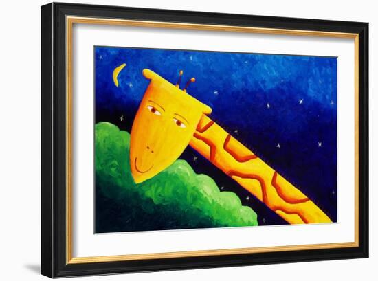 Giraffe and Moon, 2002-Julie Nicholls-Framed Giclee Print