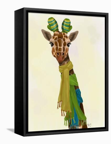 Giraffe and Scarves-Fab Funky-Framed Stretched Canvas