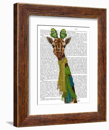 Giraffe and Scarves-Fab Funky-Framed Art Print