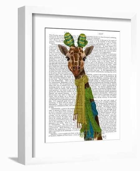 Giraffe and Scarves-Fab Funky-Framed Art Print