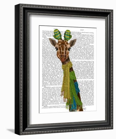 Giraffe and Scarves-Fab Funky-Framed Art Print