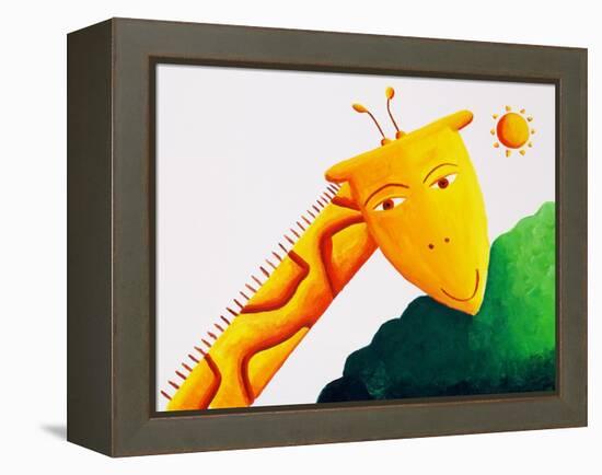 Giraffe and Sun, 2002-Julie Nicholls-Framed Premier Image Canvas